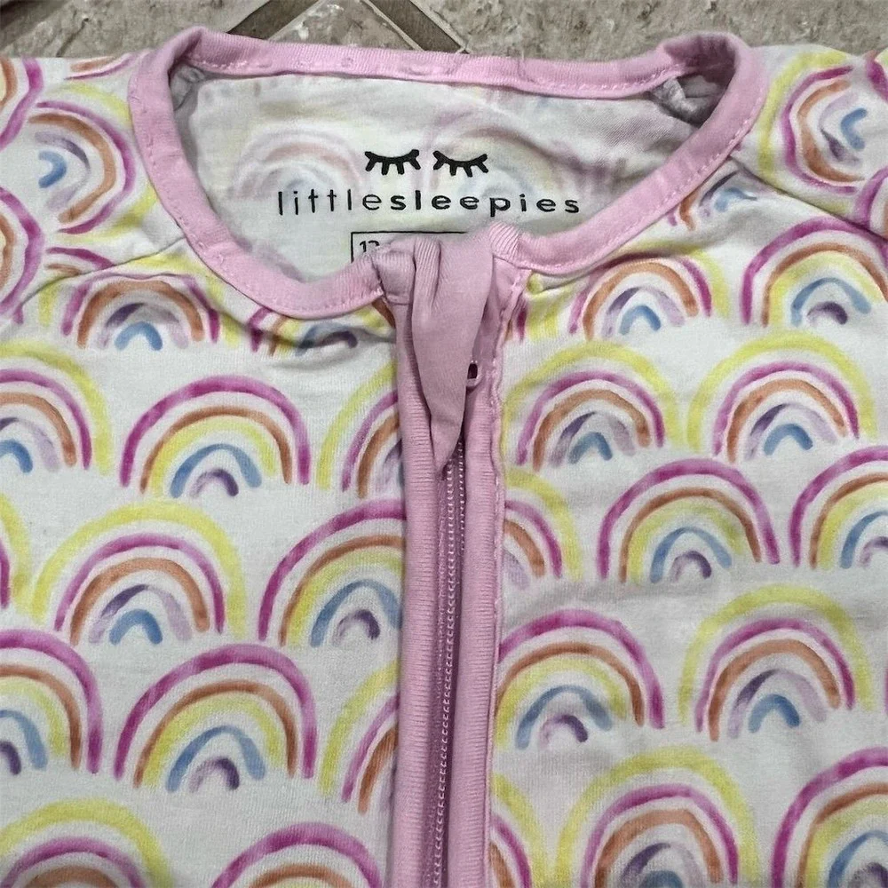 Little Sleepies Unisex Baby Pajamas 12-18M Pastel Rainbow Zippy